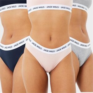 Jack Wills Womens/Ladies Repeat Logo Briefs (Pack of 3) / Pink/Navy/Gray